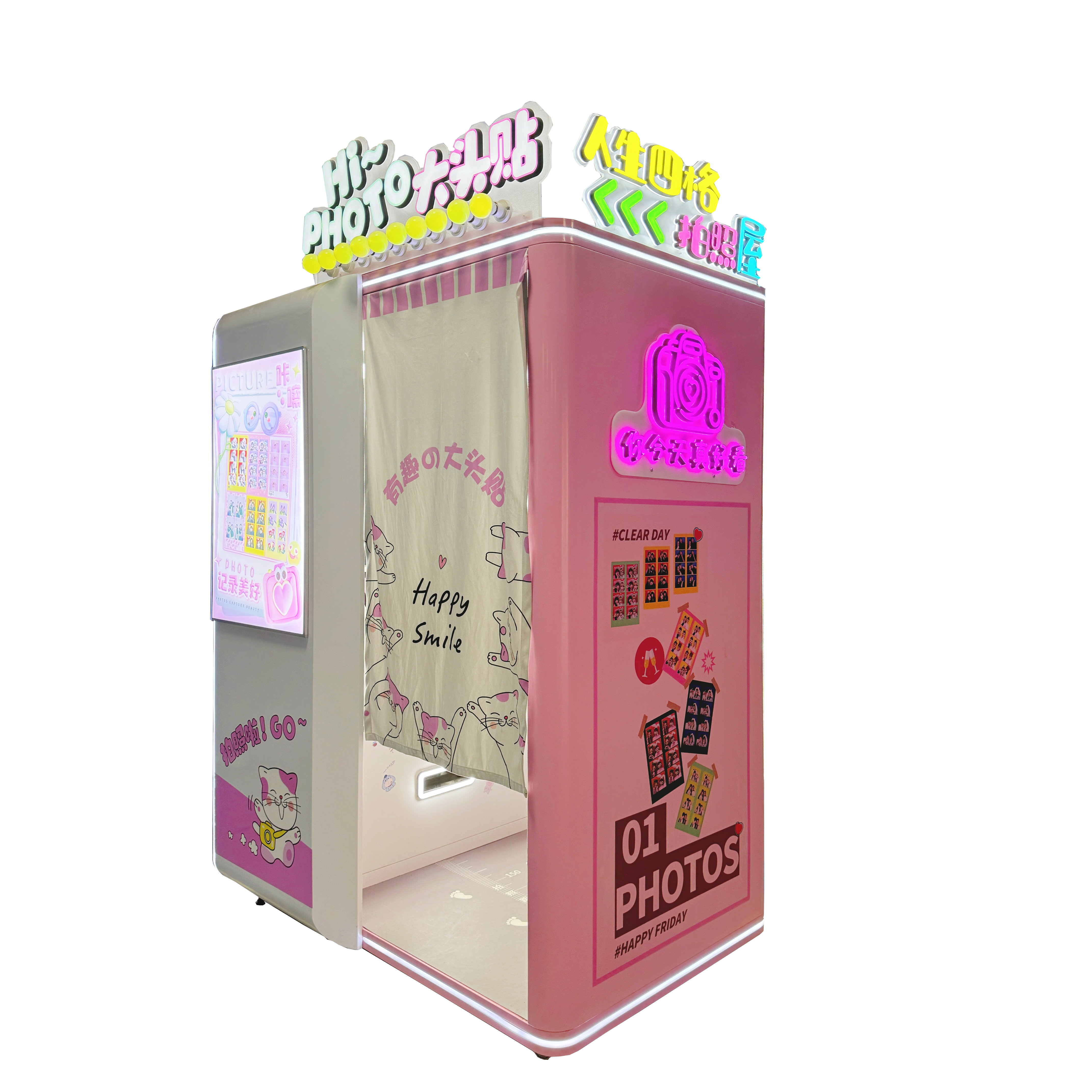 Hot Sale 1-Year Warranty Indoor Coin Pusher Photo Booth Kiosk Machine Multi-Function Self-Service High Visibility LED Display