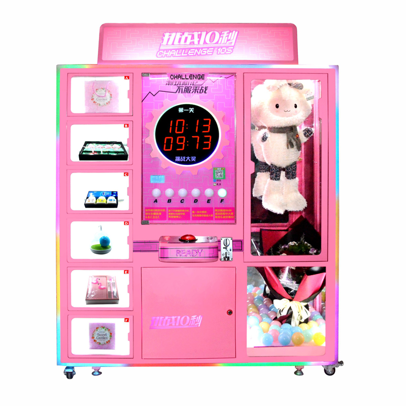 Mini Coin-Operated 10-Second Claw Machine Fun Prize Vending Game with Metal Cabinet & Bill Acceptor for Gift-Oriented Challenges