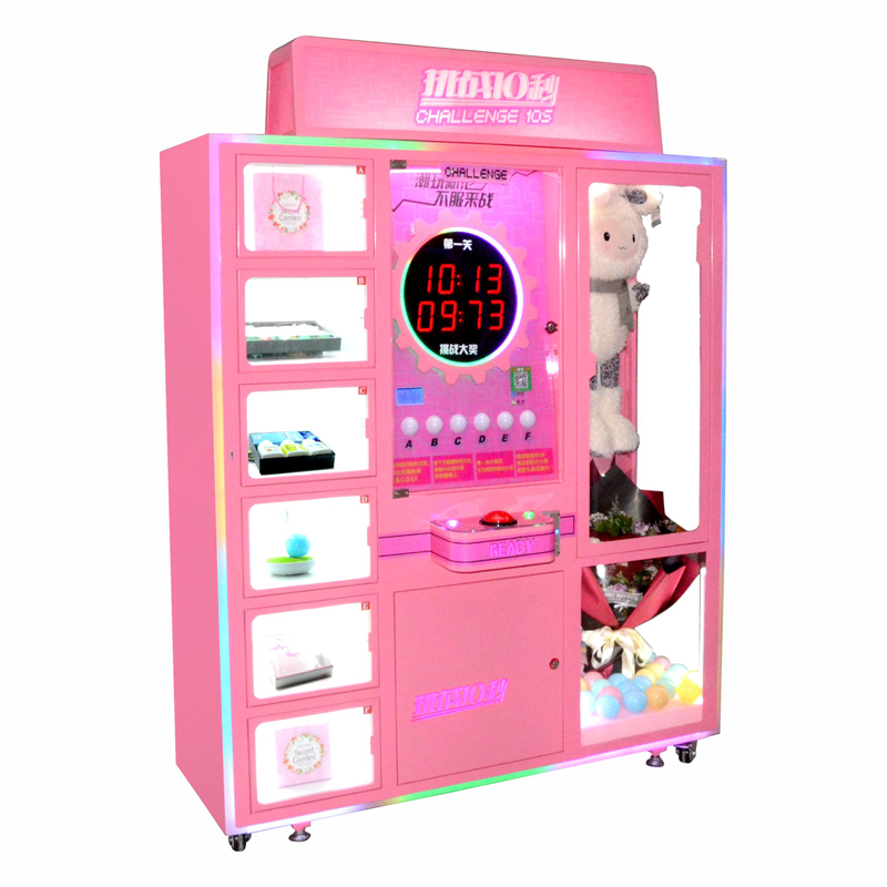 Mini Coin-Operated Metal Claw Machine 10-Second Challenge Prize Vending Game Kid-Friendly Board Bill Acceptor Fun Game